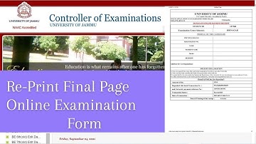 Re-Print Final Page Online Examination Form| Jammu University |