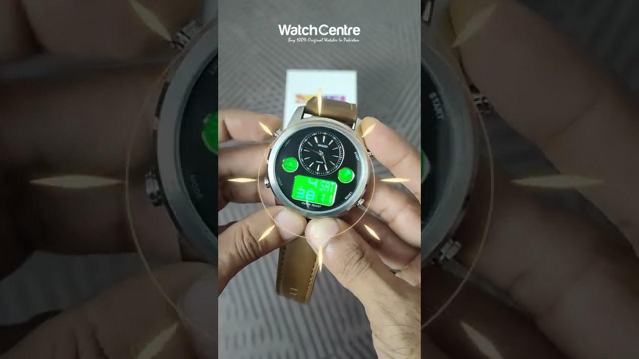 Skmei 1653 Analog Digital Watch in Brown Leather Strap