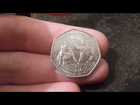 50p Platinum Wedding Anniversary Elizabeth and Philip 1947-2017