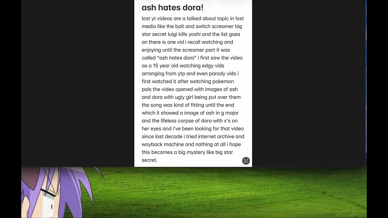 videopasta; [blog 27] ash hates dora