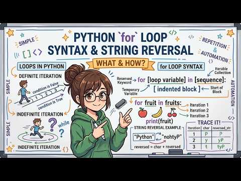 Python Loops Explained  for Loop Syntax & String Reversal Example #codevibeofficial