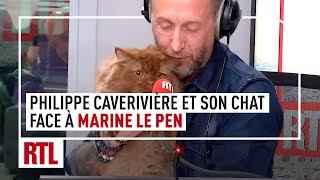 Philippe Caverivière avec son chat face à Marine Le Pen