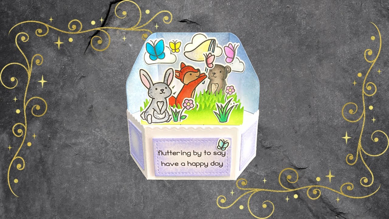 FUN Happy Day Interactive Platform Pop Up Card With Lawn Fawn - YouTube