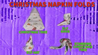 4 EASY CHRISTMAS NAPKIN FOLDS SERVIETTES ETC CRAFT IDEAS