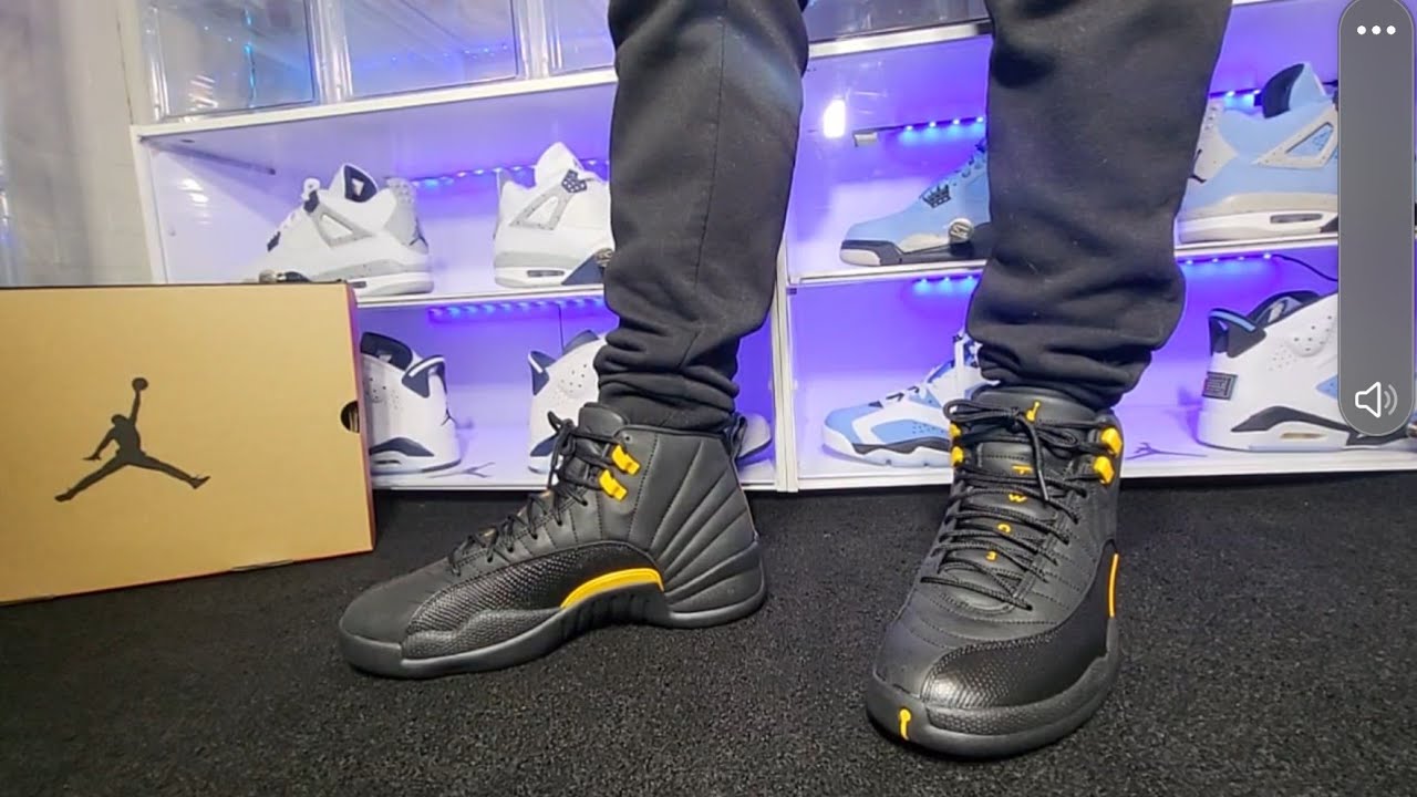 black and yellow 12s on feet