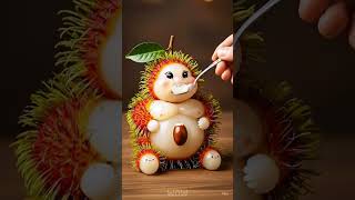 Cute Rambutan Fruit Eats Lychee