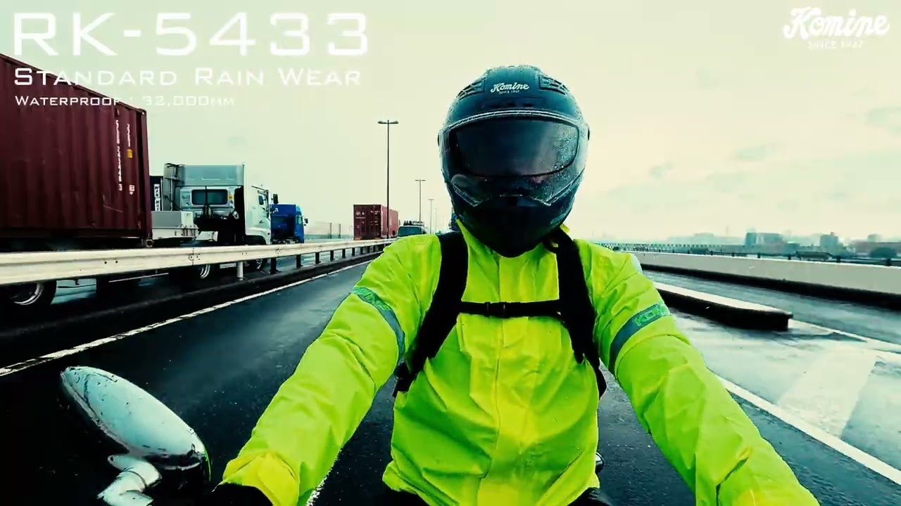 雨天や夜間で高い被視認性を実現するネオンカラーをラインナップしたバイク用レインウエア RK-5433