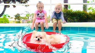 Kids found puppy in the pool
