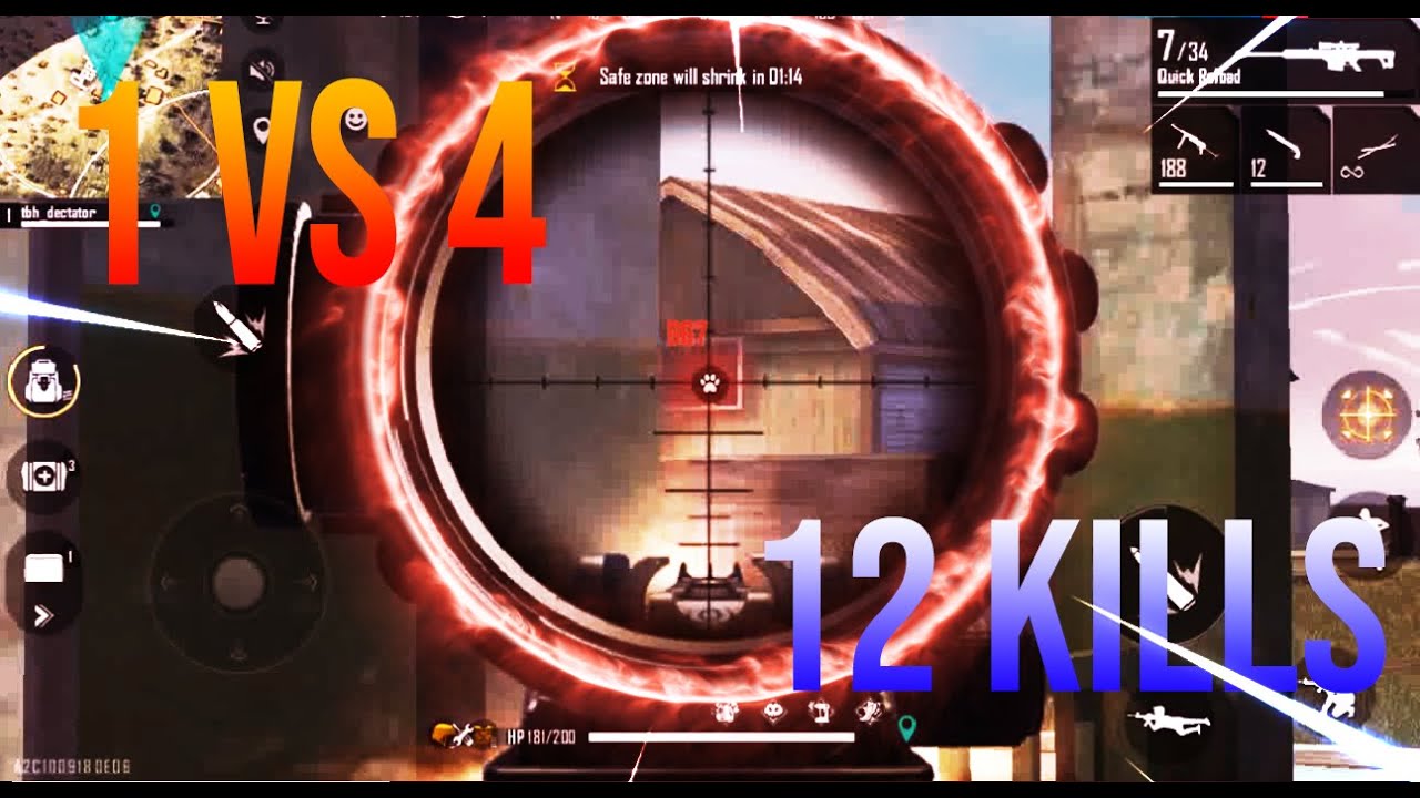 12 Kill Solo vs squad overpower gameplay - Garena Free fire - YouTube