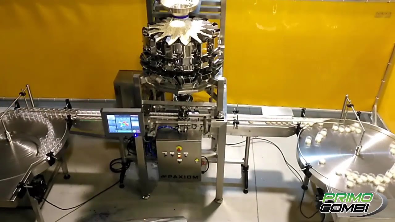 PrimoCombi multihead weighing machine filling glass containers