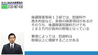 後遺障害等級１３級の認定基準と慰謝料の動画解説