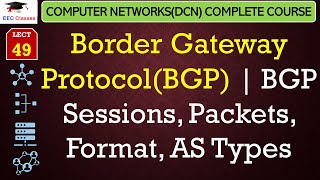 L49: Border Gateway Protocol(BGP) | BGP Sessions, Packets, Format, AS Types | DCN Lectures
