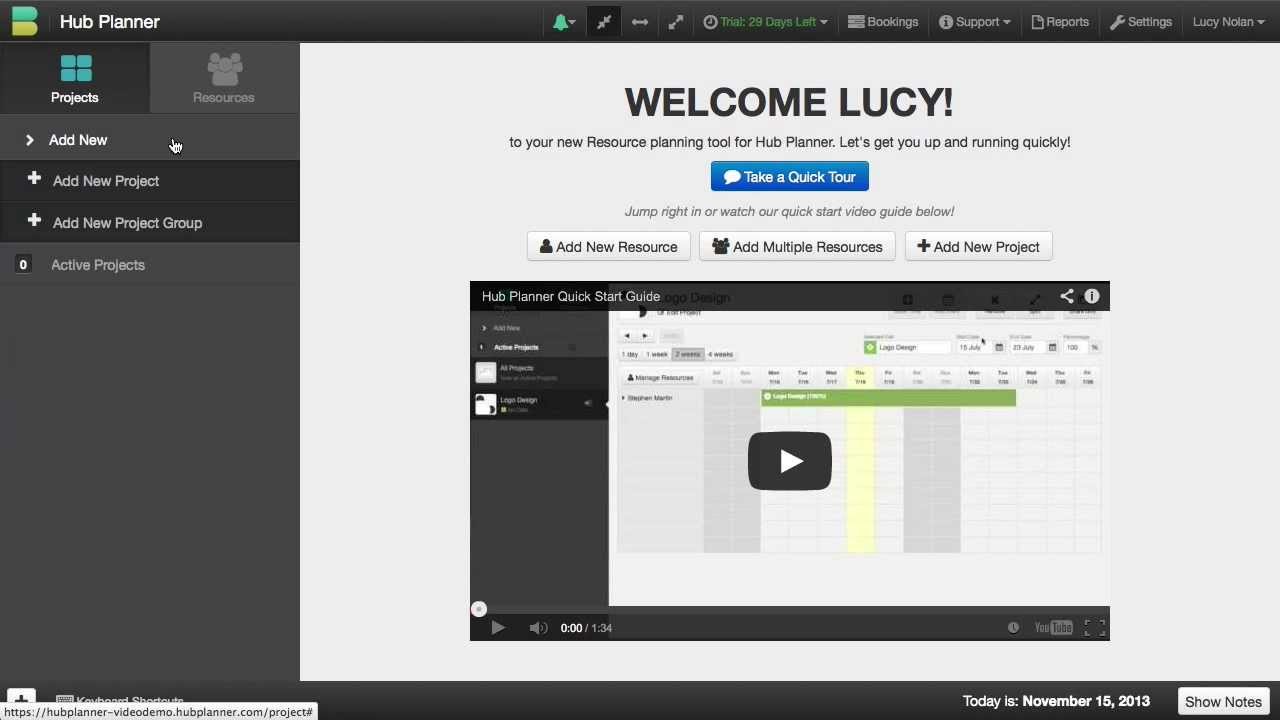 Hub Planner Tutorial | Add Project : Add Resource : Book Time