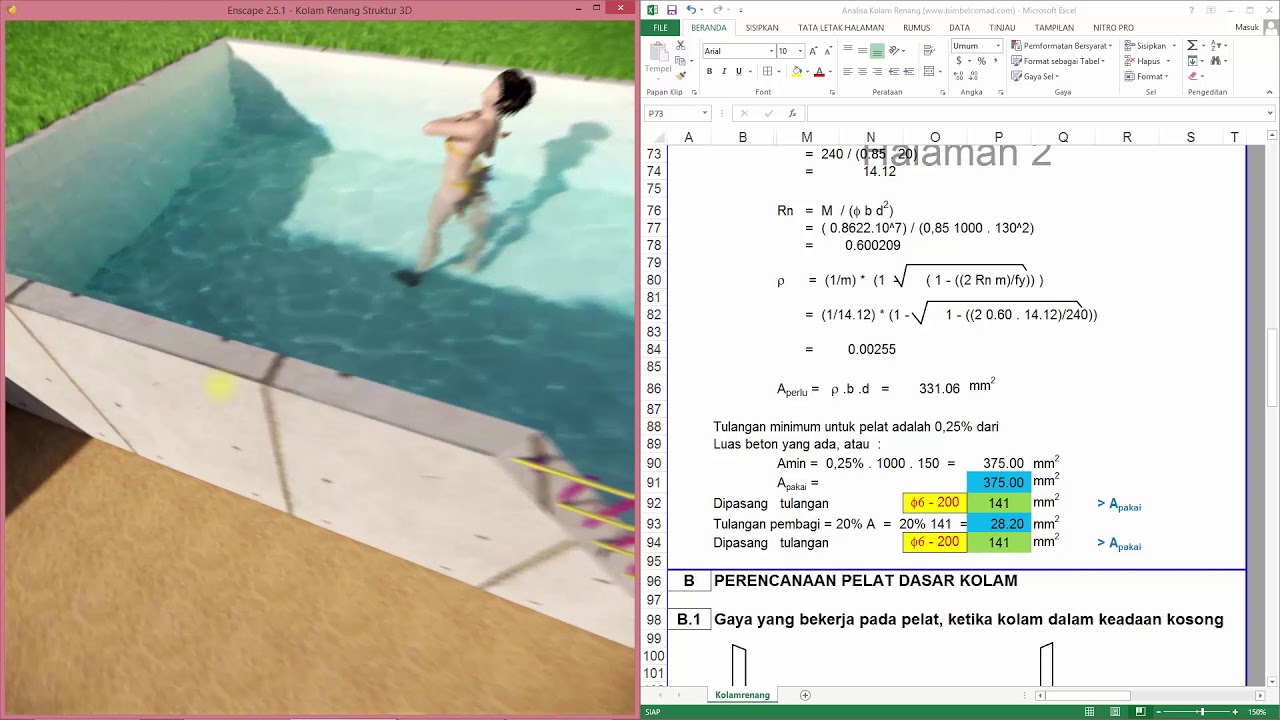 Aplikasi Excel Desain  Struktur Kolam  Renang  YouTube