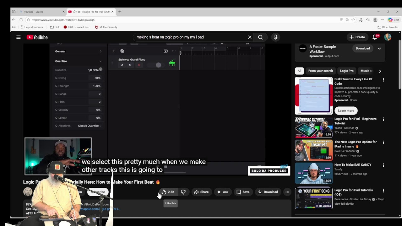 Learning how to make a beat on logic pro using my Ipad