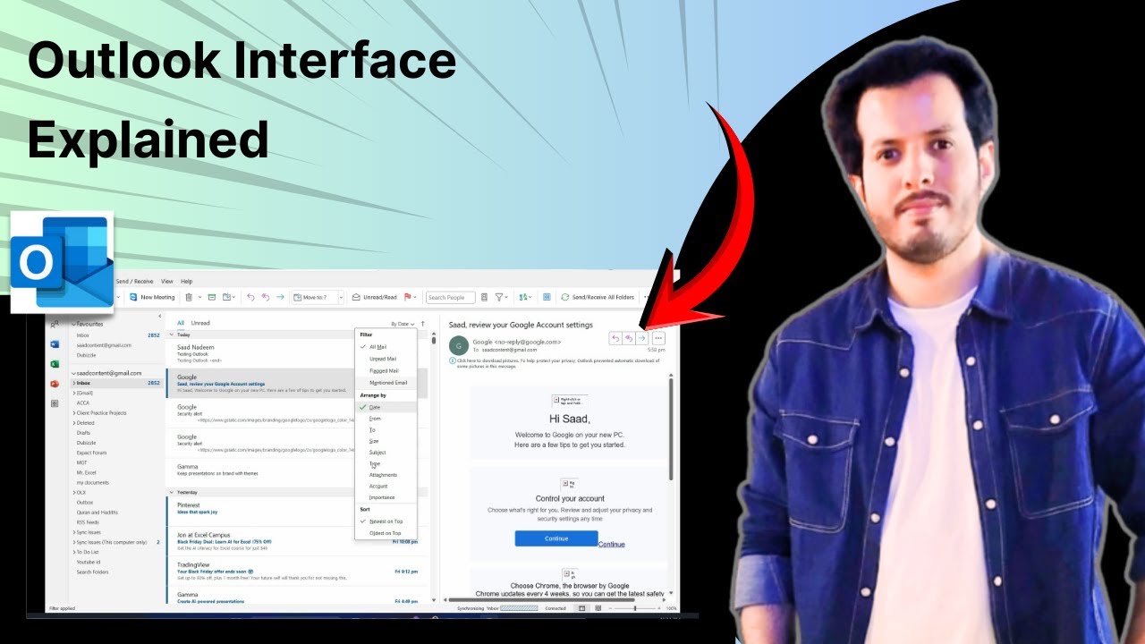 Outlook Interface Example How To Understand Microsoft Outlook Interface Step By Step Tutorial ...