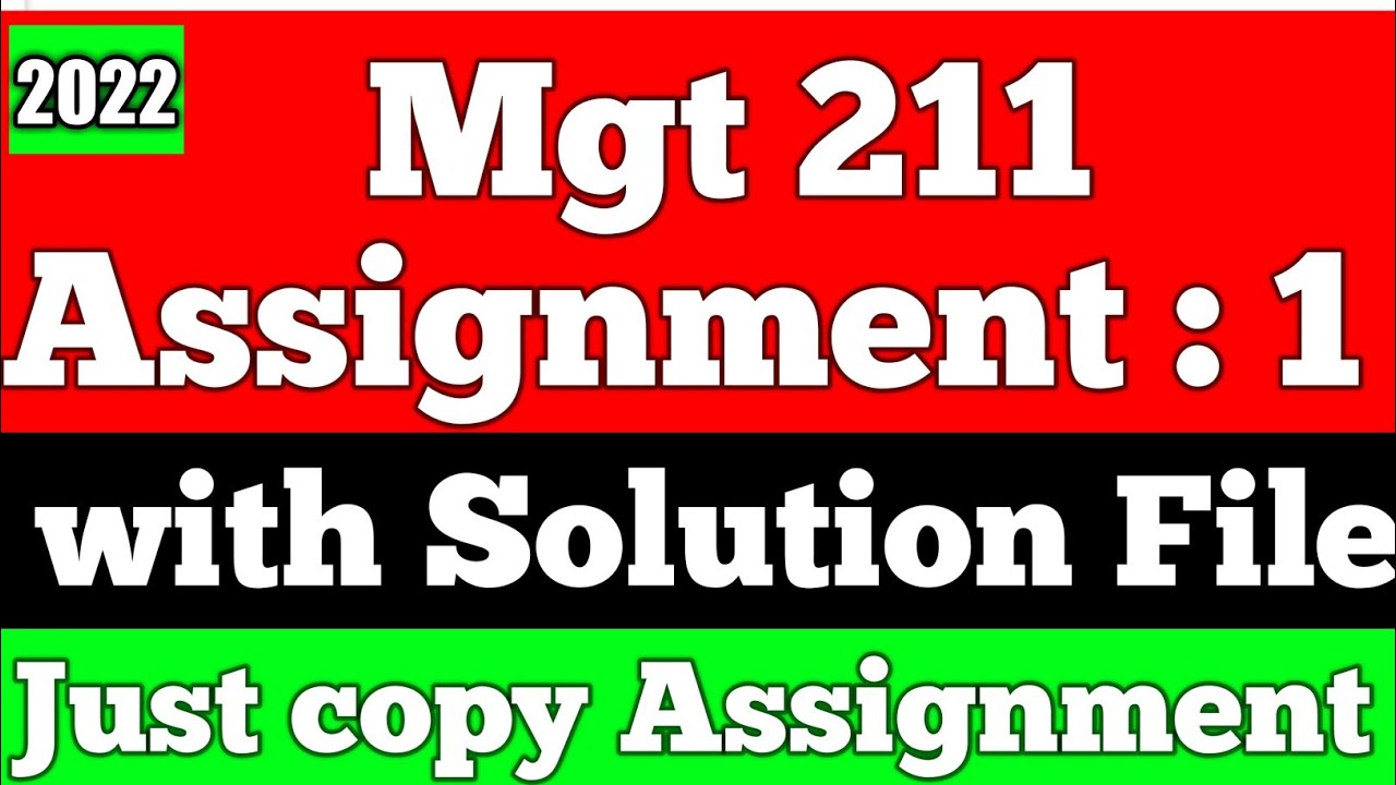 mgt211 assignment solution 2022 pdf