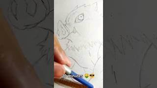 How to draw Inosuke in 10 seconds, 1 minute and 10 minutes #shorts #art #anime #demonslayer