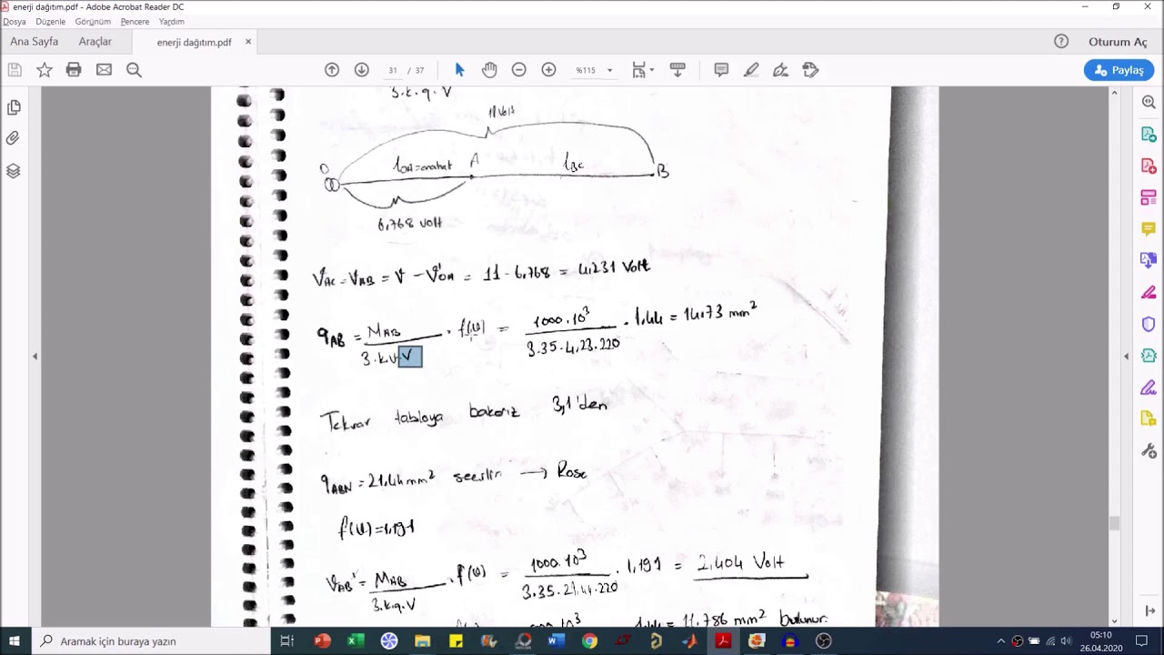 ELEKTRİK ENERJİSİ DAĞITIMI  DERS-14 | Dallı Şebeke Örnek Soru Çözümü DEVAM