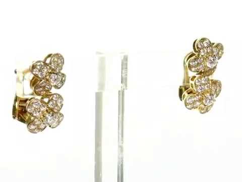 Mtsj12214 Van Cleef Arpels Trefle Diamond 18k Yellow Gold Flower Mtsj12214 Van Cleef Arpels Trefle Diamond 18k Yellow Gold Flower Earrings