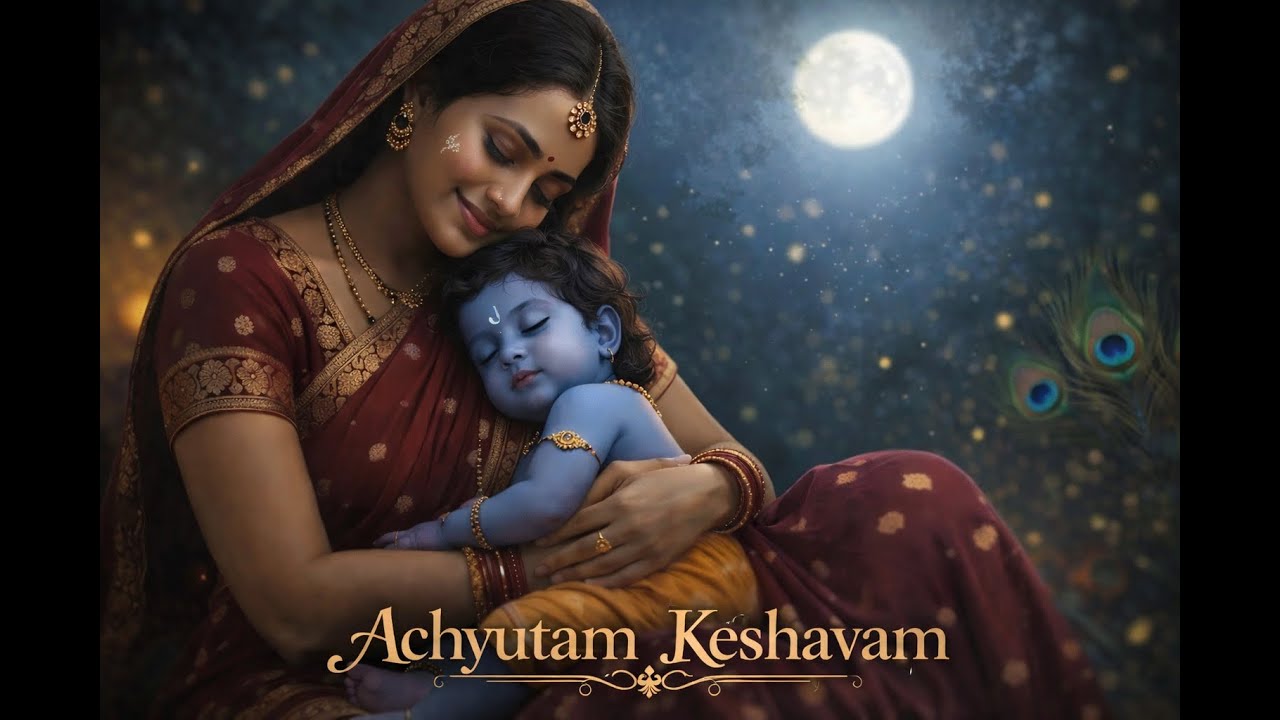 Achyutam Keshavam Krishna Damodaram | Peaceful Krishna Bhajan | Radhe Radhe | Krishna Bhajan Hindi.