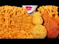 ASMR CHEESY CARBO FIRE NOODLE, SPICY CHICKEN, CHEESE BALL 까르보불닭 뿌링클 치킨 치즈볼 먹방 EATING SOUNDS MUKBANG