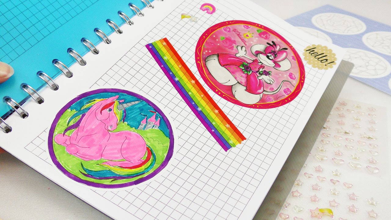 Notizbuch Update | Sticker sammeln & einkleben | Süßes EINHORN UNICORN ausmalen | Back to School - YouTube