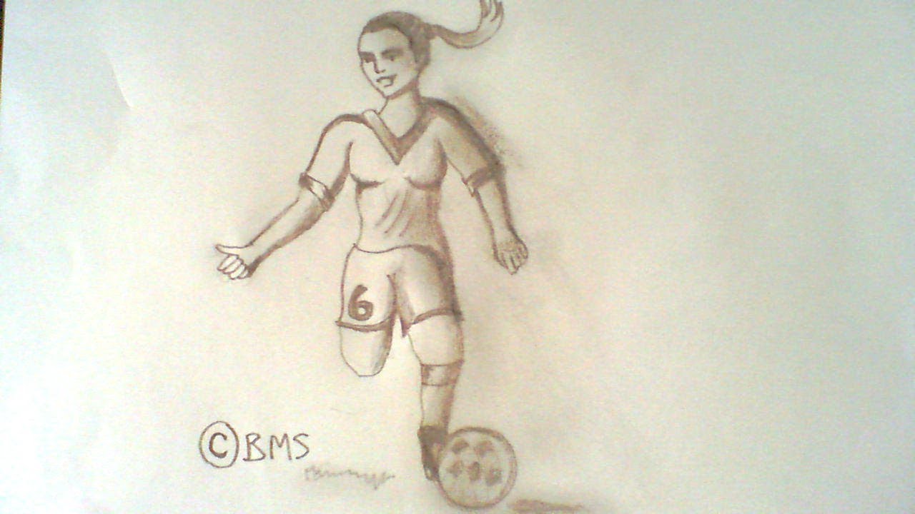 How to draw a girl soccer football player - 100% Original (C) - YouTube