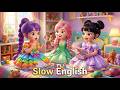 Rumi tries on her mom's makeup and transforms into a princess👑 | Slow English  (Level A2)