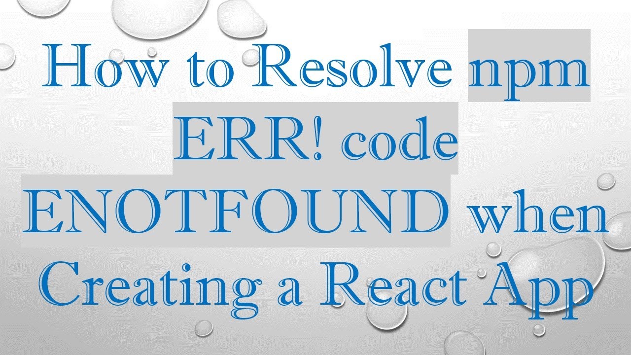 How to Resolve npm ERR! code ENOTFOUND when Creating a React App - YouTube
