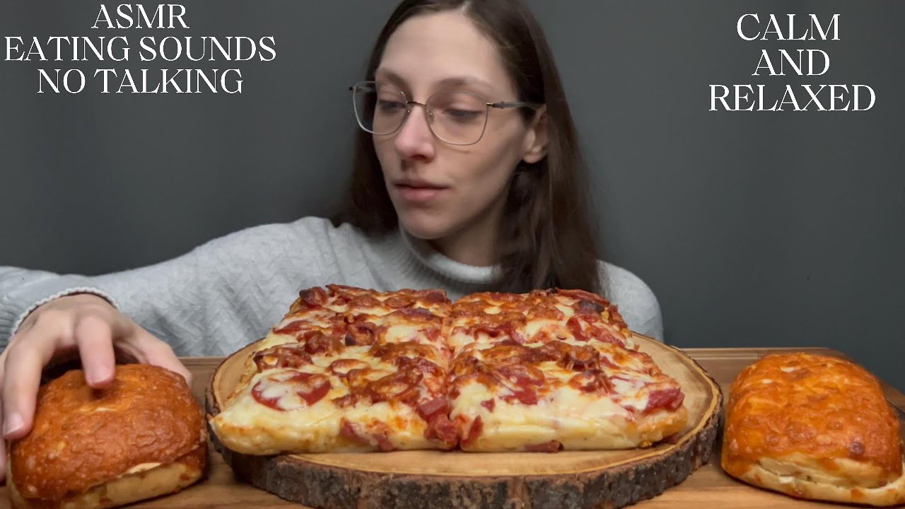 ASMR / PEPPERONI PIZZA / BUTTERY CHEESE BUNS / EATING SOUNDS