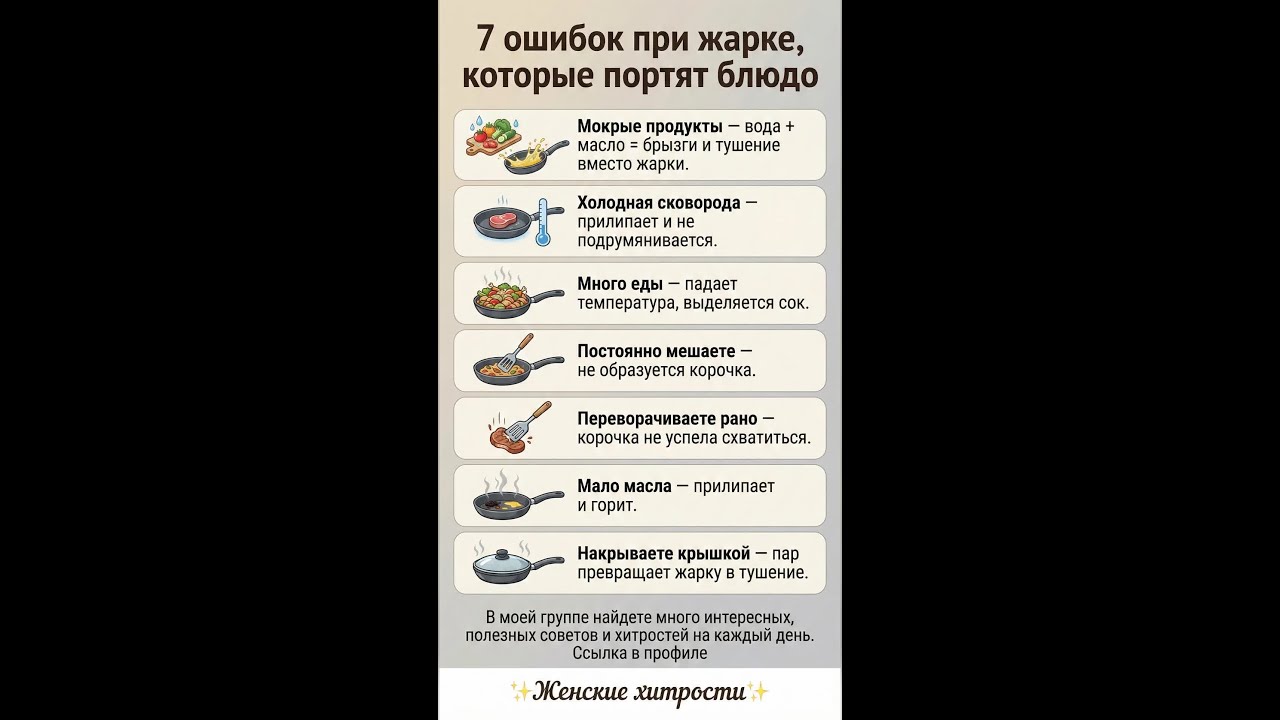 7 ошибок жарки, которые портили ваши блюда