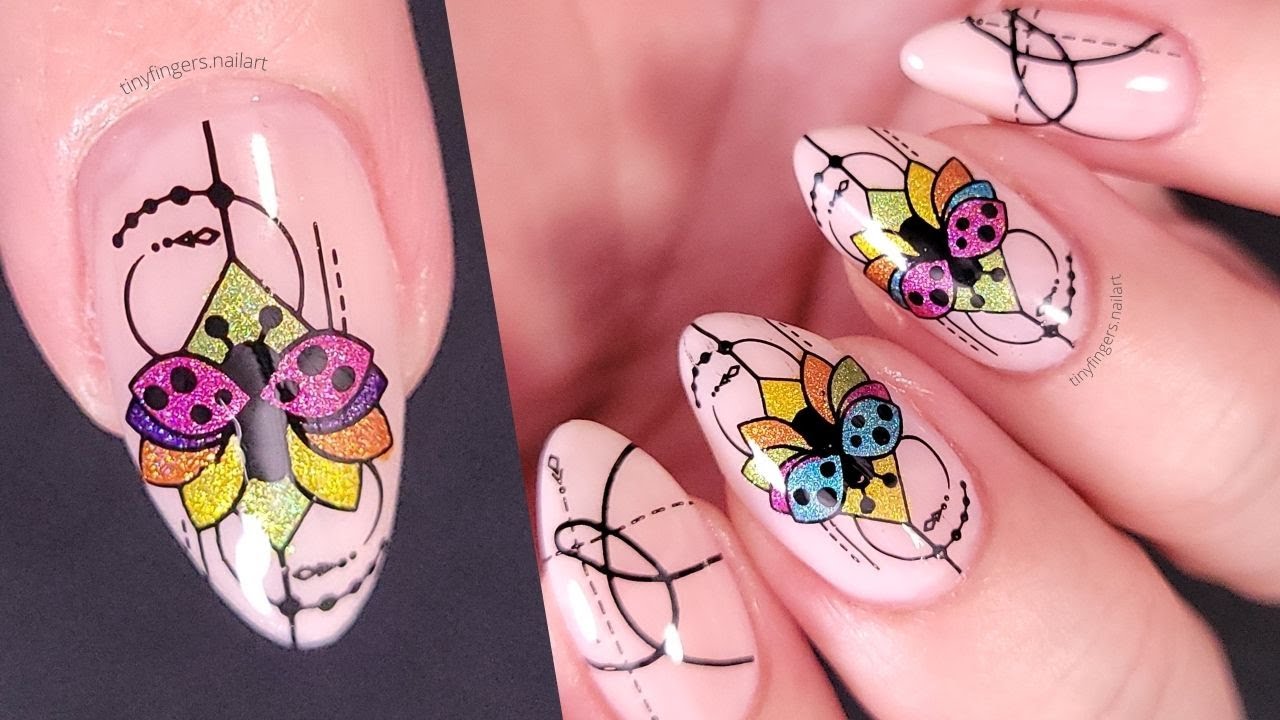 Colorful reverse stamping nail art 2022 | HoloTaco nail art