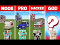 Minecraft NOOB vs PRO vs HACKER vs GOD - FAMILY EMERGENCY VEHICLE HOUSE BUILD CHALLENGE