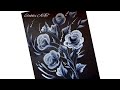 Black and White Rose Painting I One Stroke Decorative Art I Easy Acrylic Painting Tutorial