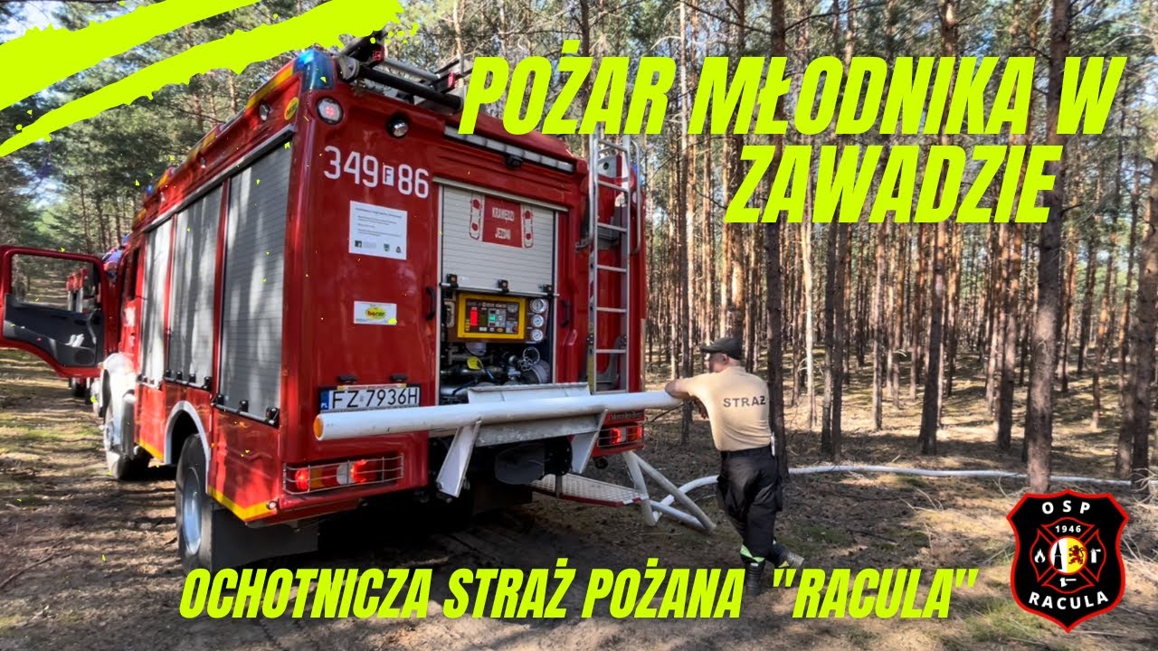 OSP RACULA🧑‍🚒🔥 DUŻY POŻAR LASU🌳🌲 W ZAWADZIE , 12 ZASTĘPÓW W DZIAŁANIACH 🚒  (HELMET CAM)