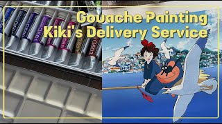 Painting 'Studio Ghibli' Scene 🌼Kiki's Delivery Service 🎨 Gouache