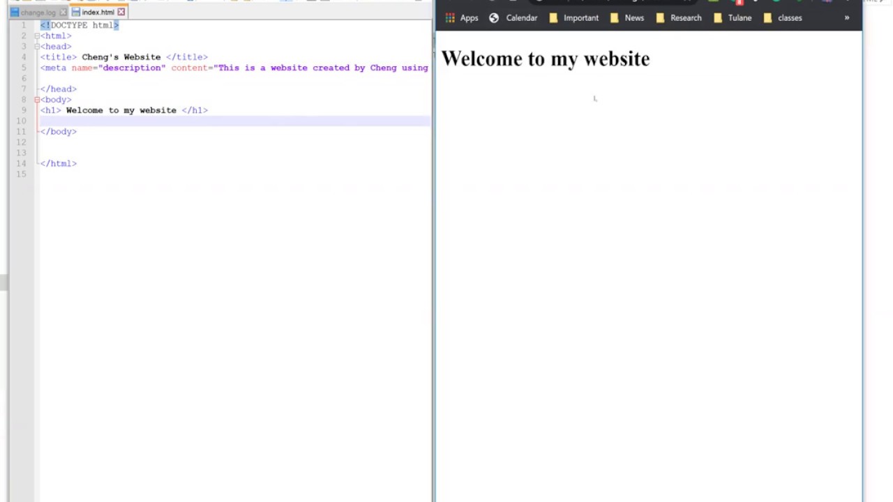 Basic HTML Structure and Coding (head, title, body, h1, h2 tags) - YouTube