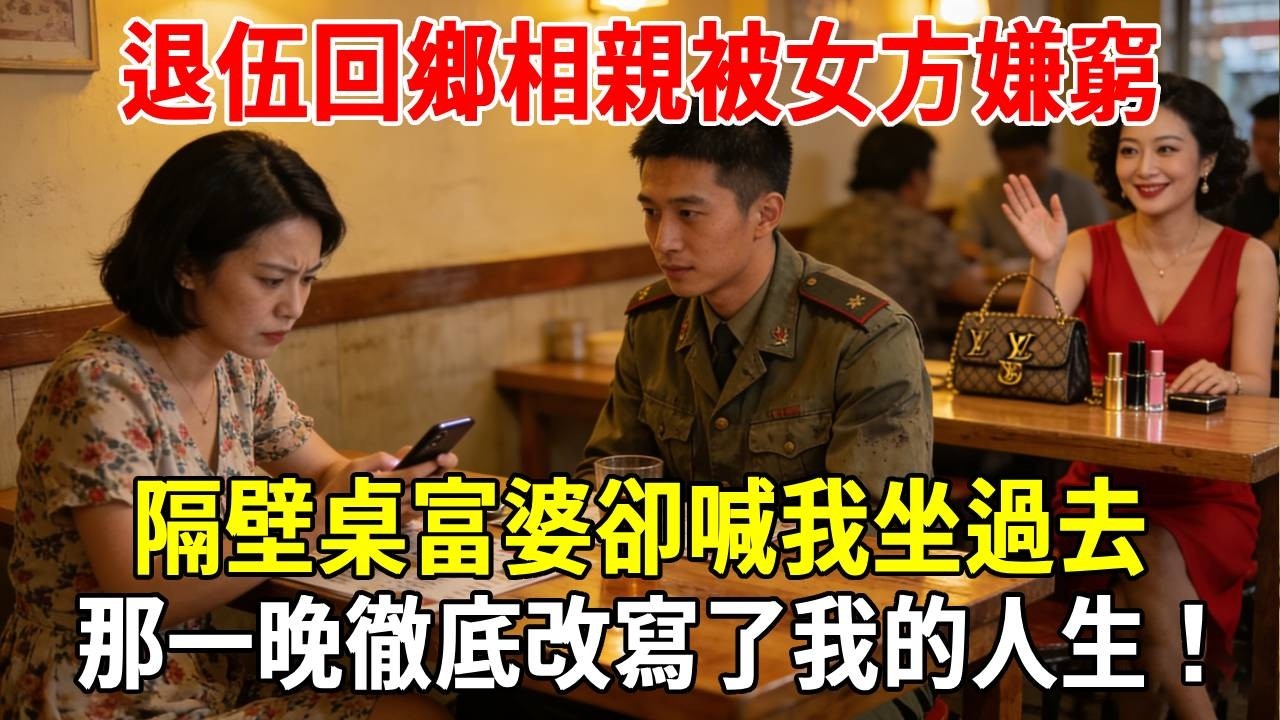 退伍回鄉相親被女方嫌窮，隔壁桌富婆卻喊我坐過去，那一晚徹底改寫了我的人生！