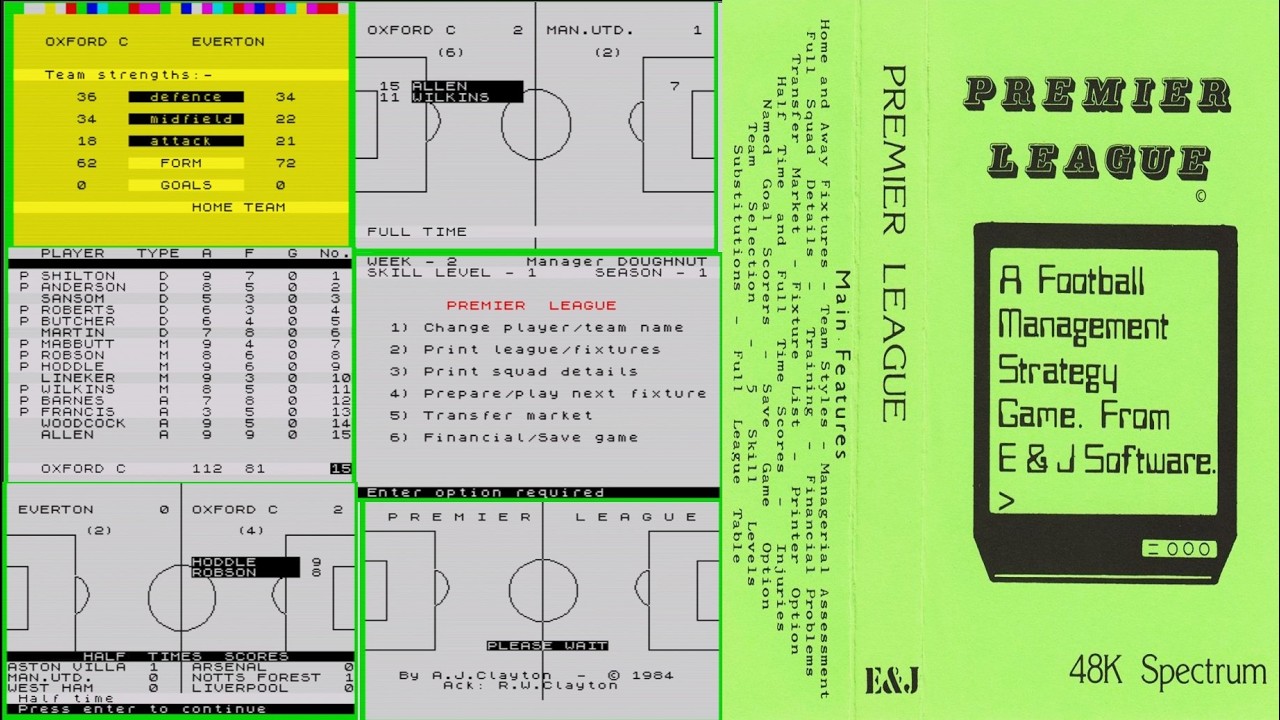 一球ページ Retro Gaming Ep 43: Premier League (ZX Spectrum 48k 1985) - YouTube