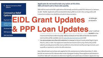 Latest EIDL Grant News Including Extending EIDL Grant Eligibility and PPP Loans Timelines