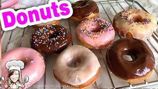 Como hacer donas 🍩 Receta Infalible! Deliciosas Donuts y glaseado fácil en 1 minuto