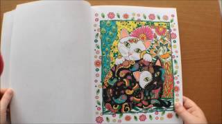 Creative Cats by Marjorie Sarnat Colouring Book Flipthrough with coloured pages