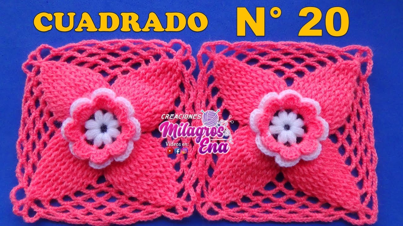 crochet hair Cuadrado a crochet FLOR CON HOJITAS EN RELIEVES para colchas y cobijas de bebe paso a paso