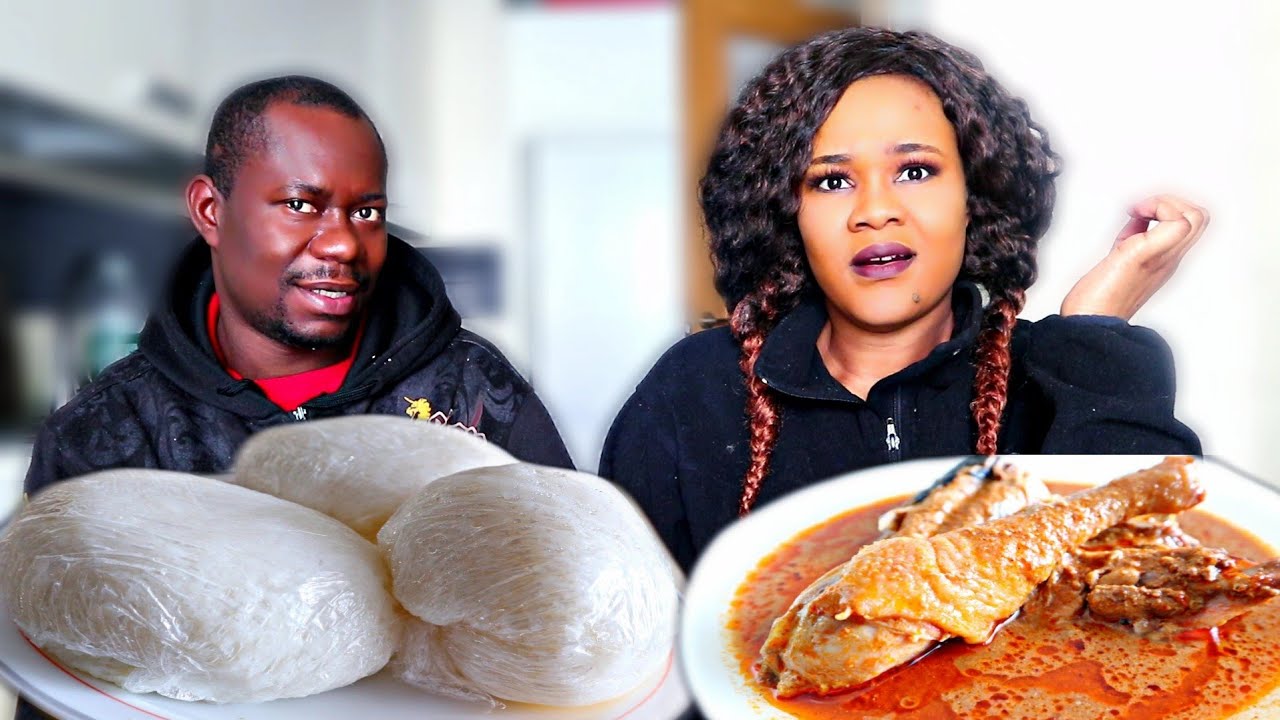 I gambled all our savings away mukprank on my wife| rice ball with groundnut soup mukbang