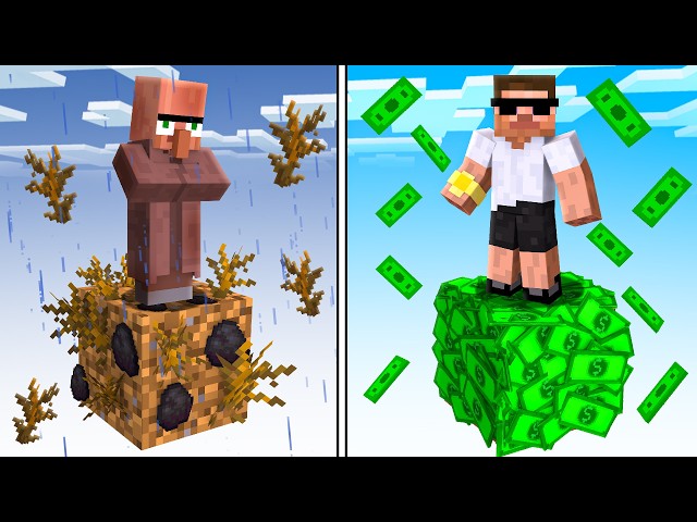 Poor vs Rich One Block Battle in Minecraft..