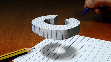 3D Trick Art On Line Paper, Floating Letter C