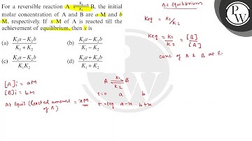 For a reversible reaction AK_2K_1⇌B, the initial molar concentration of A and B are a M and b M, ...