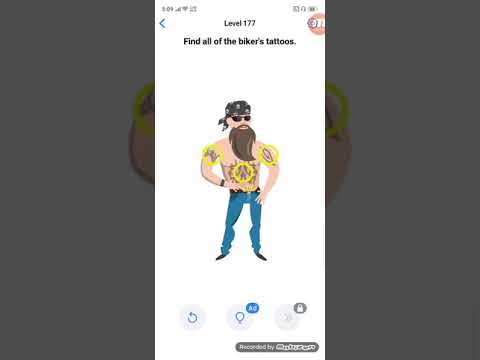 Easy Game - Brain Test Level 177 Find all of the biker's tattoos