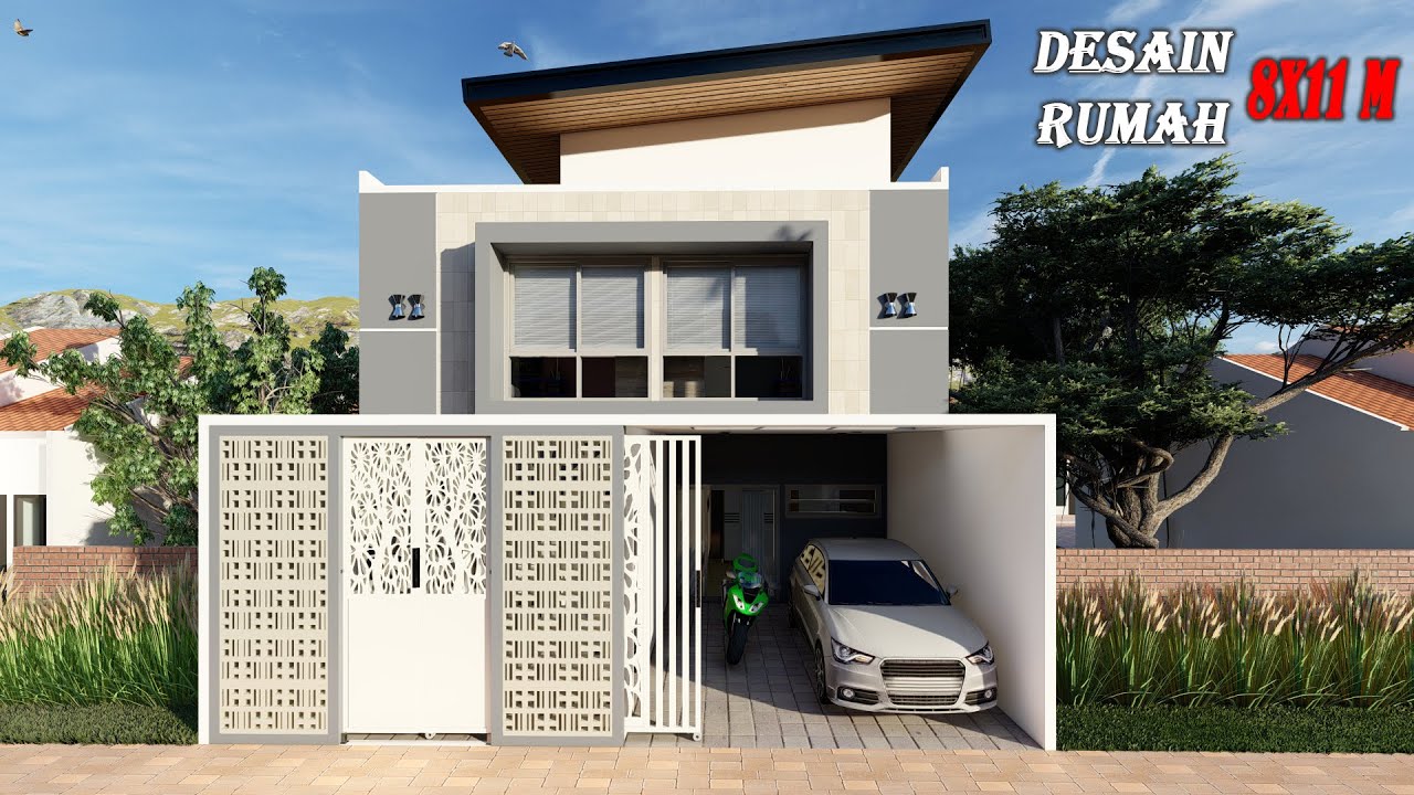 Desain Rumah Di Lahan 8x11 Minimalis Modern Ukuran Meter